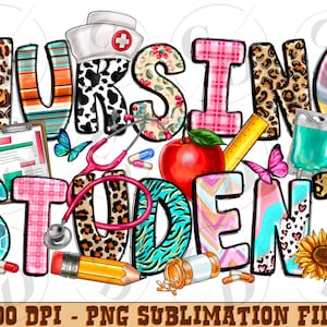 Nursing student png sublimation design download, Nurse png, Nurse life png, western nursing png, sublimate designs download