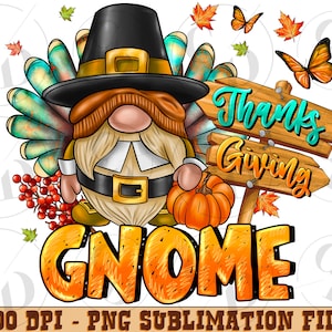 Thanksgiving gnome png sublimation design download, Thanksgiving png, Hello Fall png, cute gnome png, sublimate designs download, Turkey png