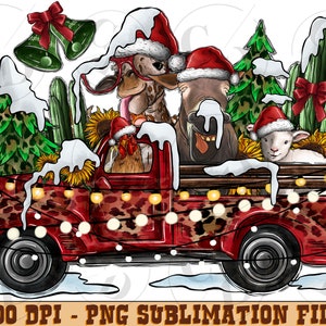Christmas Farm Animals Truck png, Christmas Animals, Digital Download, Png, Merry Christmas, Christmas Png,Sublimation Designs Downloads