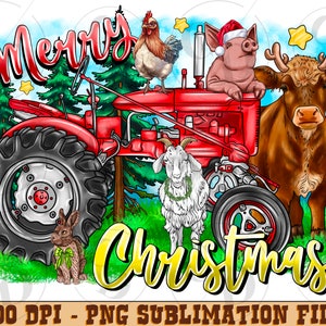 Merry Christmas Farm Animals Png, Christmas Animals, Digital Download, Png, Merry Christmas,Christmas Png,Sublimation Designs Downloads