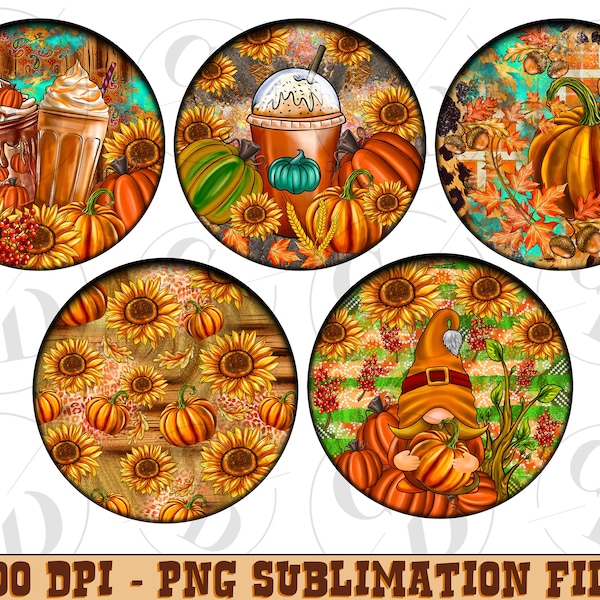 Fall car coaster png sublimation design bundle, hello fall png, pumpkin car coaster png, Autumn png, sublimate designs download