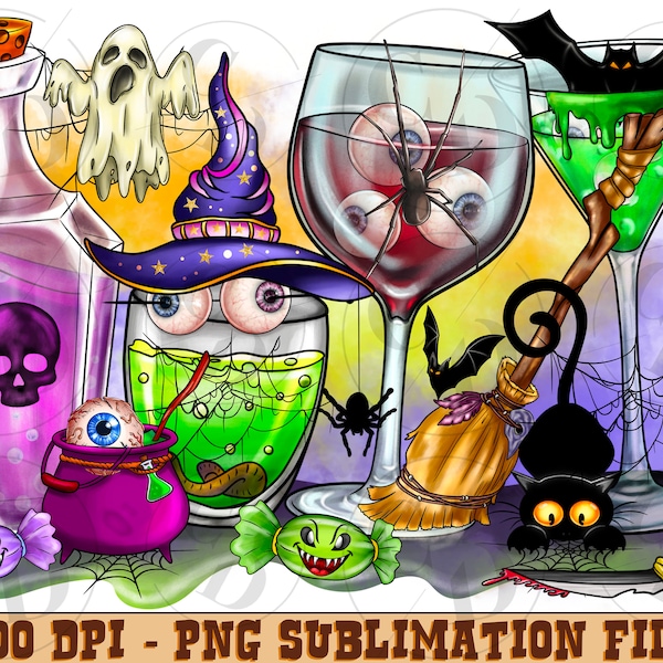 Halloween wine glasses Png,Witch Sublimation Designs,Orange Pumpkin Beer png, Beer Sublimation Png, Halloween tshirt, Halloween Drink Design