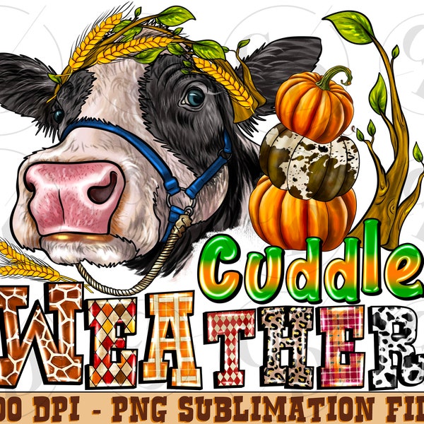 Cuddle Weather Cute Cow Png Sublimation Design, Fall Png, Fall Vibes Png, Hello Fall Png, Pumpkin Png, Fall Leaves Png, Digital Download