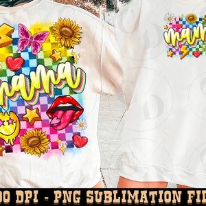Mama Sublimation Design Png, vintage png, Sunflower, Western Png, Mama Png Files for Cricut, Retro Png Files, Smiley Face png, Mother&#39;s Day
