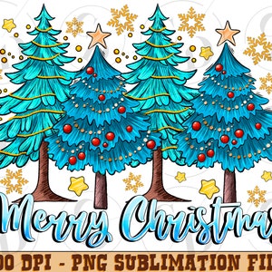 Merry Christmas blue trees png sublimation designs download, Christmas png, Christmas tree png, Holiday png, sublimate designs download