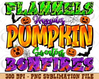 Fall Hayrides Pumpkins Bonfires PNG, Autumn Sublimation Design (Digital Download)