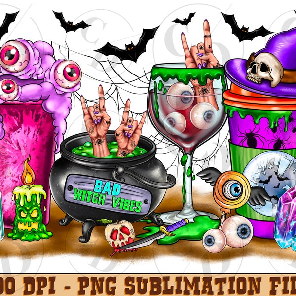 Bad Witch Vibes Coffee Drink Png,Halloween Sublimation Designs,Halloween Sublimation Png,Halloween Coffee Drink Png,Bad Witch Vibes png