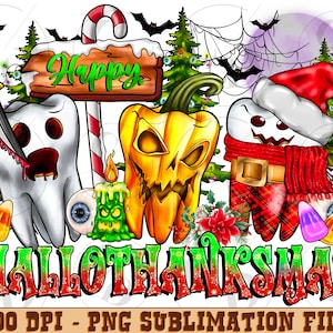 Happy Hallothanksmas Teeth PNG, Teeth Clipart, Fall PNG, Halloween png, Christmas PNG, Western Png, Instant Download, Sublimation Design