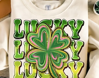 Glitter Shamrock Coquette PNG, Brushstroke Lucky Design (Digital Download)
