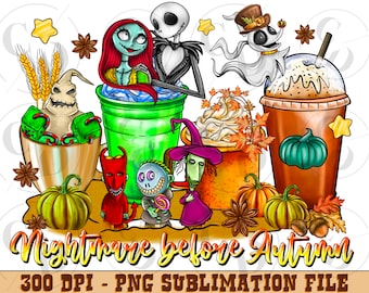 Nightmare Before Autumn Coffee PNG, Jack Skellington Sublimation (Digital)