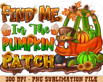 Pumpkin Patch Design PNG, Fall Thanksgiving Sublimation (Digital Download)