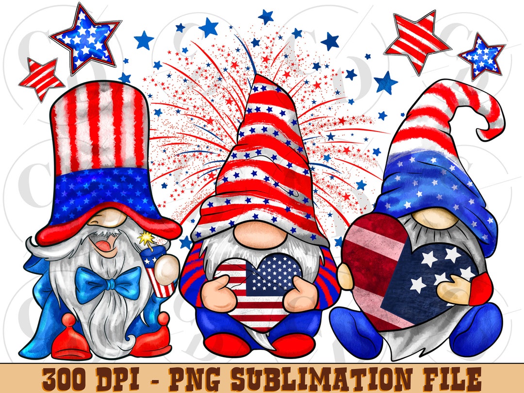 4th of July Gnome Png, 4th of July Png, American Gnome, Firework Png