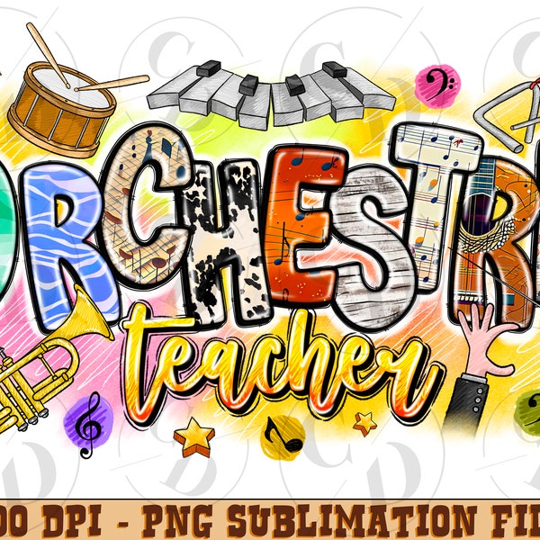 Orchestra Teacher Png Sublimation Design, Orchestra Png, First Day Png, Back To School Png, Digital Download, Western png, Music png, Piano