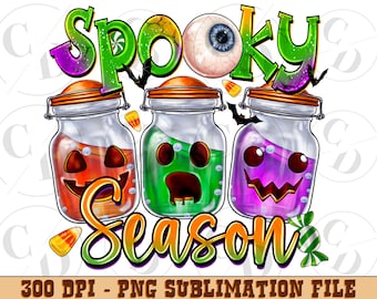 Spooky Season Halloween Pot PNG, Pumpkin Sublimation (Digital Download)