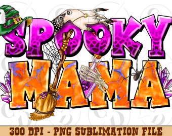 Spooky Mama Halloween PNG, Sublimation Design (Digital Download)