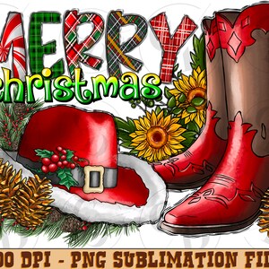 Western Christmas Boots And Cowboy Hat Png Sublimation Design, Christmas Boots Png, Western Boots Png, Boots Png, Instant Download