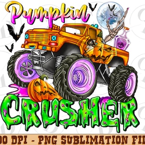Pumpkin Crusher Truck png sublimation design download, Halloween Monster truck png, Pumpkin crusher,Halloween png,sublimate designs download