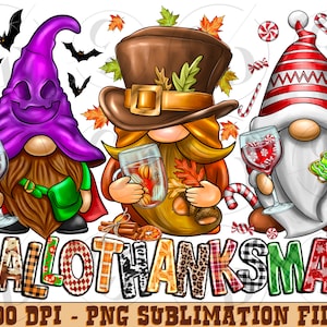 Happy Hallothanksmas Png, Gnomes Png, Halloween Png, Christmas Png, Thanksgiving Png, Sublimation Design Downloads,Christmas Gnomes png