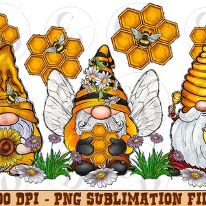 Bumble bee gnomes png sublimation design download, hand drawn gnomes png, Bumble bee png, sunflowers gnomes png, sublimate designs download