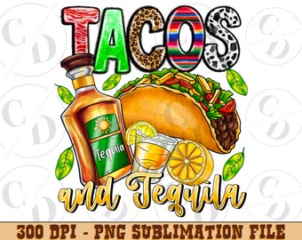 Tacos and Tequila PNG, Mexican Fiesta Design (Digital Download)