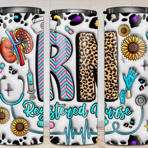 RN Registered Nurse Inflated Tumbler Wrap Png, RN, Nurse,3D Inflated Tumbler,Nurse Life,3D Nurse Design,20oz tumbler sublimation Design