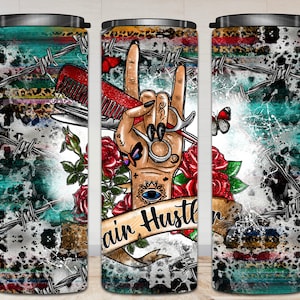 Hair hustler 20oz tumbler png sublimation design download, Hair hustler tumbler png, western tumbler png, sublimate designs download