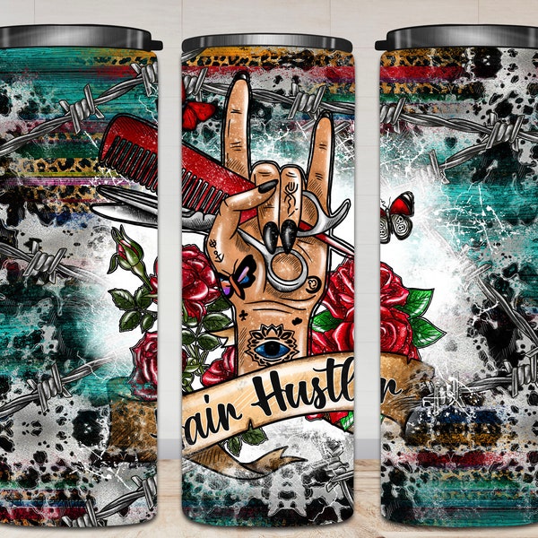 Hair hustler 20oz tumbler png sublimation design download, Hair hustler tumbler png, western tumbler png, sublimate designs download