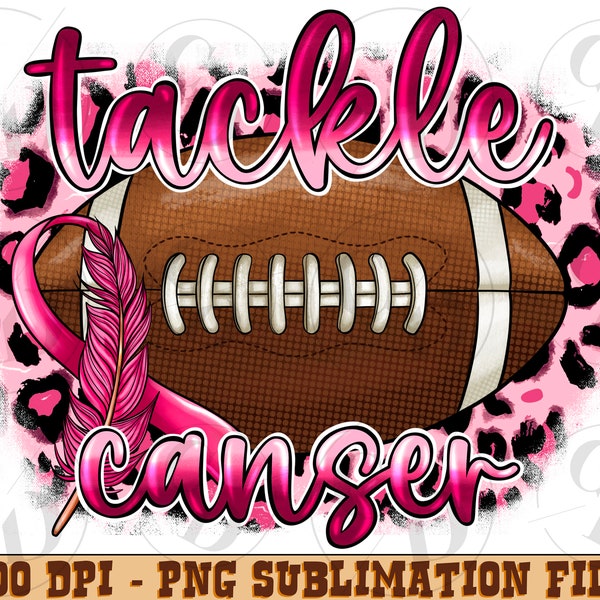 Tackle Cancer Png , Sublimation Png, Breast Cancer Football, Breast cancer awareness, Cancer awareness, Pink ribbon, Leopard print, Football