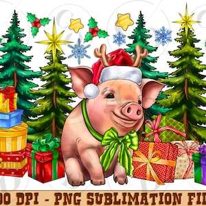 Merry Christmas Pig Png Sublimation Design, Merry Christmas Png, Happy Holiday Png, Christmas Animals Png,Christmas Pig Png,Digital Download