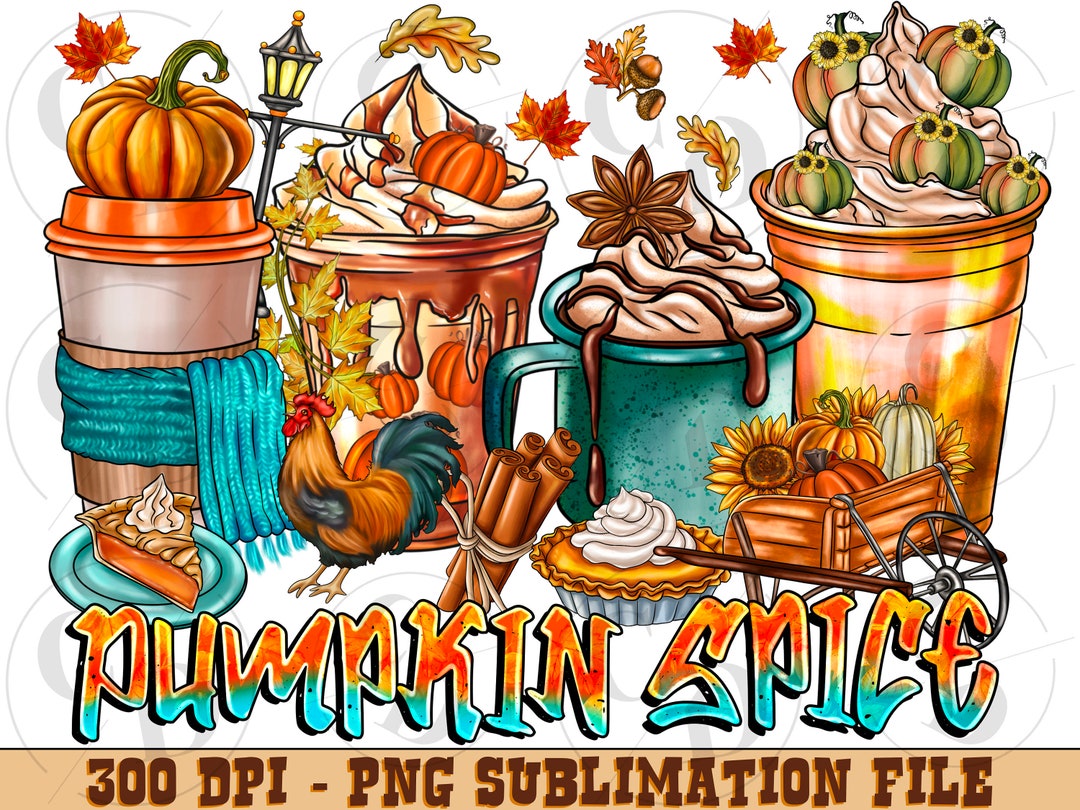 Pumpkin Spice Coffee Cups Png Sublimation Design Download, Fall Coffee ...