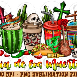 Mexican dia de los muertos coffee cups png sublimation design download,Mexico png, coffee cups png, Mexican Day png, sublimate download