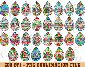 Christmas Teardrop Earring Png, Western Design, Christmas Teardrop Earring Png,Sublimation Designs Downloads,Digital Download,Christmas PNg