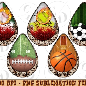 Sport teardrop earrings png sublimation design bundle, sports png, western teardrop png, sublimate designs download