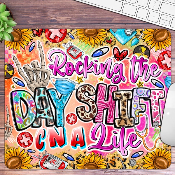 Rocking The Night Shift Cna Life Mause Pad png sublimation design, Nurse life png, Cna Life Mause Pad, Mause Pad Design, Digital download