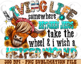 Heifer Cow PNG Design, Sublimate Download