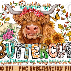 Buckle up buttercup you just flipped my crazy heifer switch png, heifer cow png, hand drawn cow png, western cow png, sublimate download
