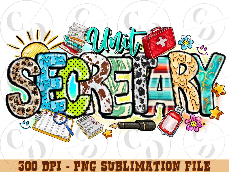 Unit Secretary Png, Leopard Vintage Nurse, Sublimation Design (PNG ...