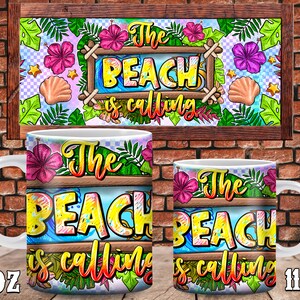 The beach is calling Mug Png Sublimation Design, beach time Mug Png, Summer Vibes Mug Png, Summer Mug Png Digital Downloads, Western png