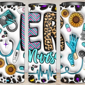 ER Nurse Inflated Tumbler Wrap Png, ER, Nurse, 3D Inflated Tumbler, Nurse Life, 3D Nurse Design,Nurse Design,20oz tumbler sublimation Design