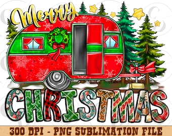 Christmas Camper PNG, Holiday Sublimation Design (Instant Download)