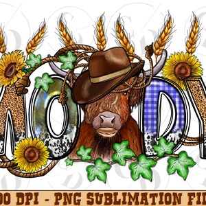 moody Cow png sublimation design download, western cow png, long hair cow png, sunflower cow png, sublimate designs download