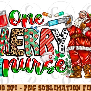 Merry Nurse Christmas PNG, Santa Design (Digital Download)
