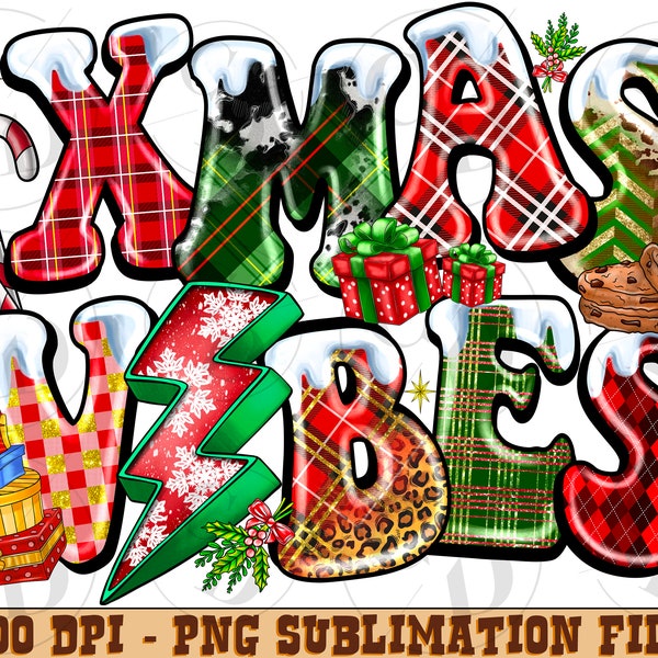 Xmas Vibes Png Sublimation Design, Merry Christmas Png, Happy Holiday Clipart, Merry Vibes Png, Happy New Year Png, Digital Download