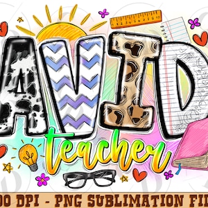 Avid Teacher Png Sublimation Design, Advancement Via Individual Determination Png, Back To School Png, Teacher Png, Digital Download