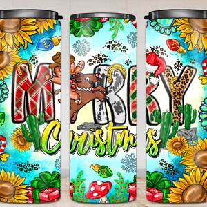 Merry Christmas Cowboy 20Oz Skinny Tumbler Design,Merry Christmas Png, Christmas Design Tumbler Png,Sublimation Design,Instant Download