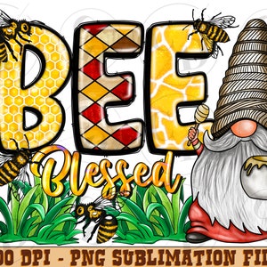 Bee Blessed Gnome Png,Bee Kind Gnome Png,Bee Gnome Png Digital Clipart,Cute Characters,Digital download,Hand Drawn Graphics,Instant Download