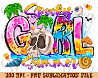 Spooky Girl Summer PNG, Halloween Western Sublimation Design (Digital Download)