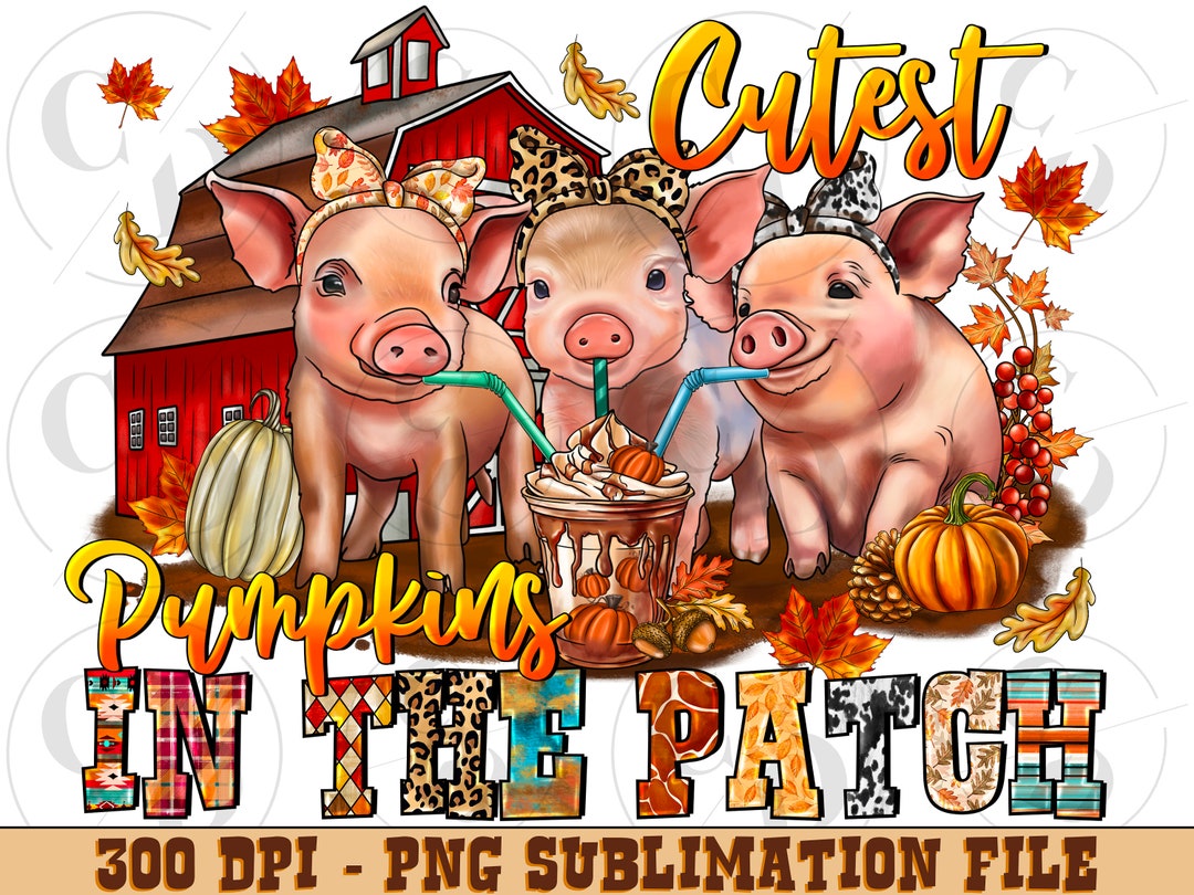 Cutest Pumpkin Patch Pigs PNG, Fall Sublimation Design (digital ...