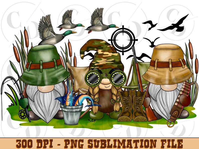 Hunting Gnome Png Gnomessublimation Design Gnomes With - Etsy