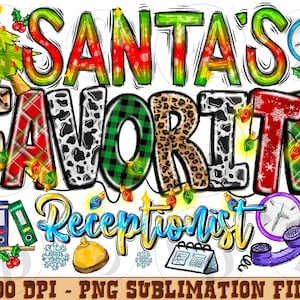 Santa&#39;s Favorite Receptionist Christmas Png Sublimation Design, Merry Christmas Png, Favorite Receptionist Png, Happy New Year Png Download